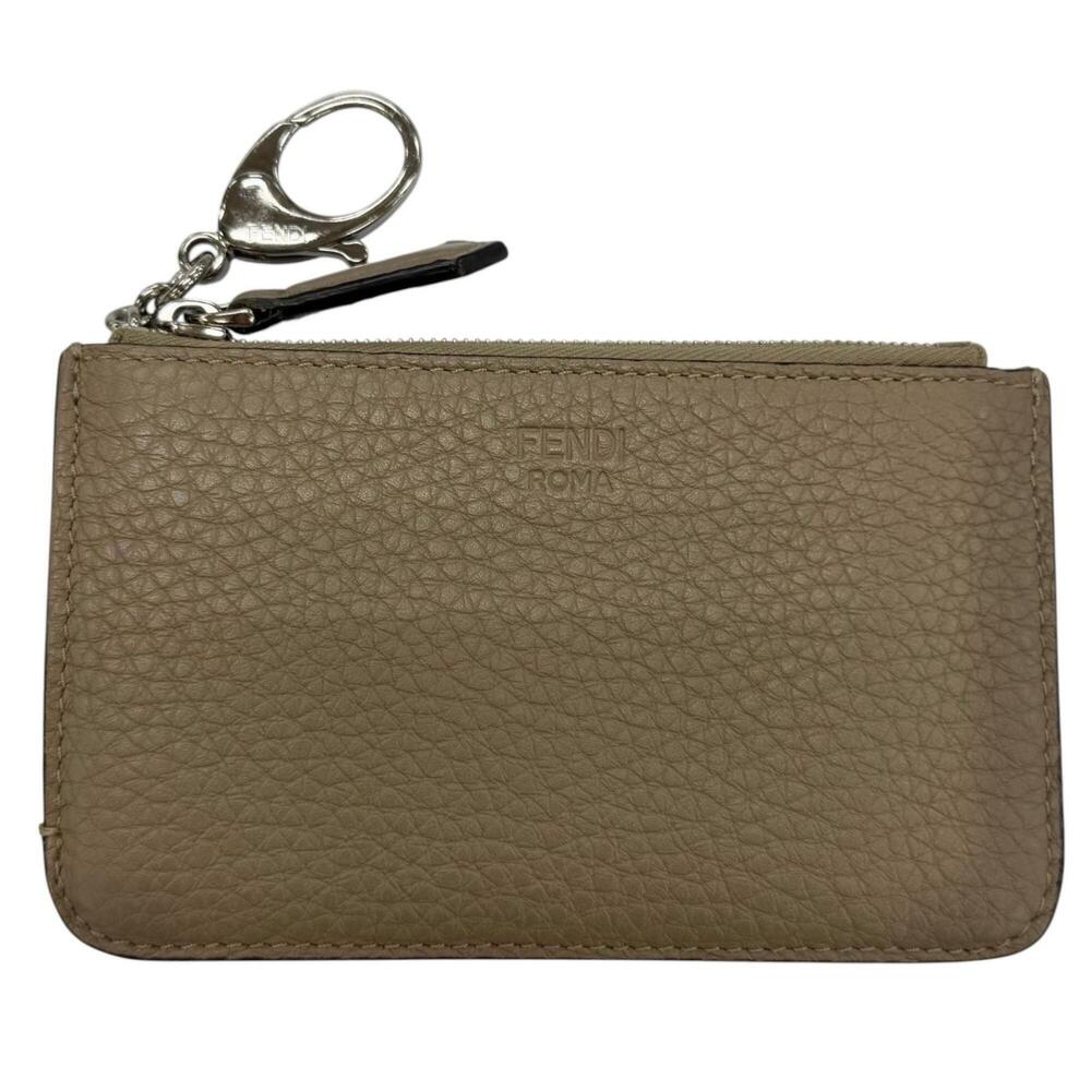FENDI 8AP161 Fragment Case Mini Wallet Coin Purse/Card with Key Ring Roman Le...